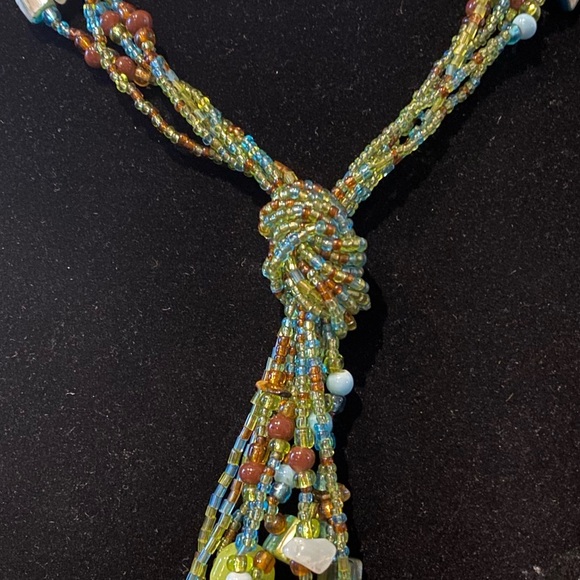 Artisan multi strand tassel necklace Shades of the ocean beads Mermaidcore - Picture 5 of 15